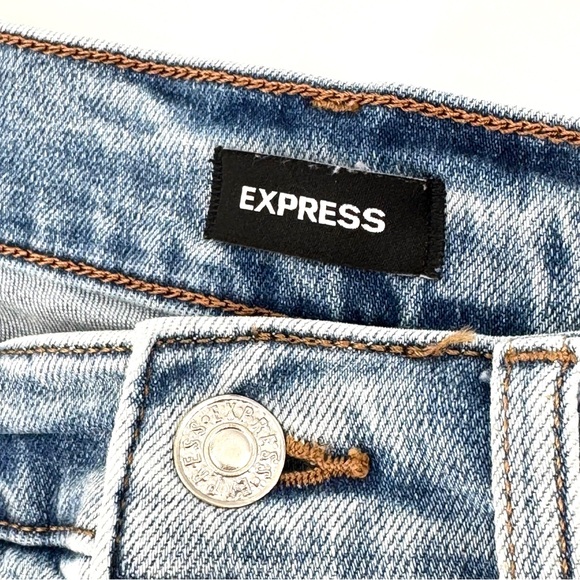 EXPRESS Straight Ankle High Rise Ripped Jeans - Picture 8 of 10